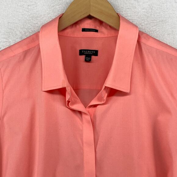 TALBOTS Shirt 22WP Wrinkle Resistant Sleeveless Button Up Stretch Cotton Orange - Picture 3 of 10